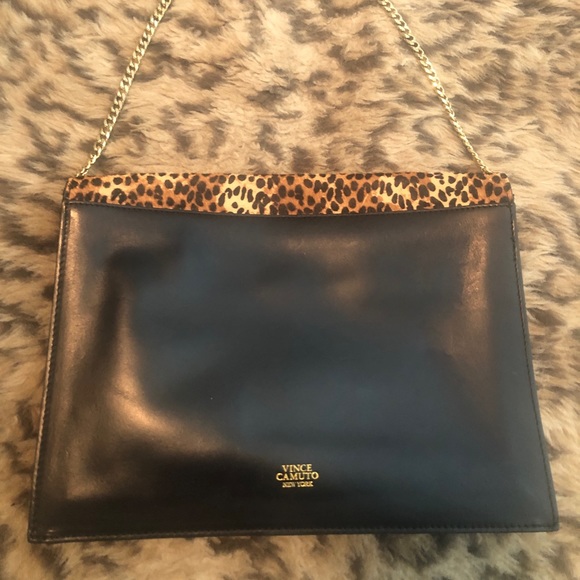 Vince Camuto leopard/leather shoulder bag/clutch - Picture 2 of 3